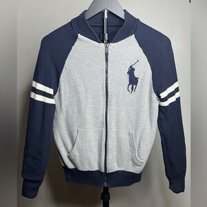 Ralph Lauren Kids Navy & Gray Zip Front reversible Polo Hoodie Size 6/7